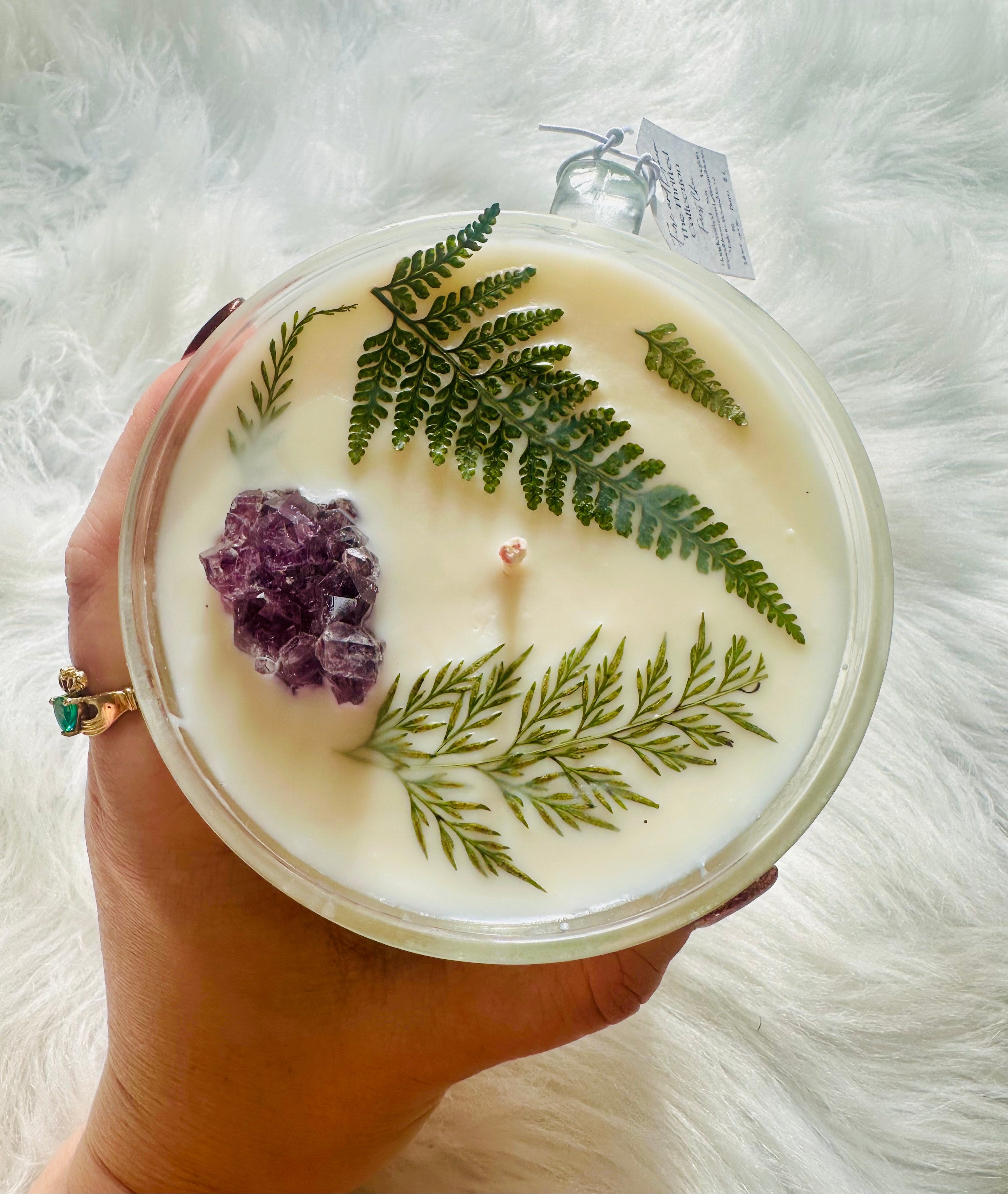 Forest Chai Glass Mug w/ Amethyst Cluster